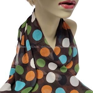 MULTICOLOR Large Polka Dot Scarf On A Brown Background